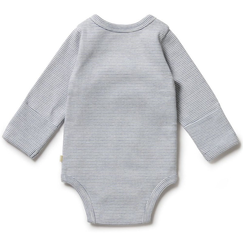 Wilson & Frenchy Organic Stripe Rib Wrap Bodysuit - Rain