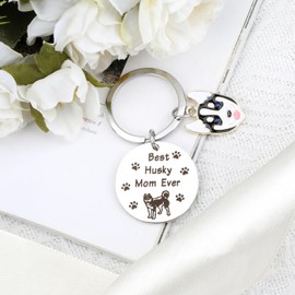 Husky Mom Ever Stainless Steel Keyring, Gifts for Women, Good Friend, Unique Birthday, Friendship Keychain, Travel Essentials, Cute Girlfriend Accessories