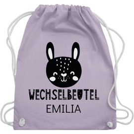 Geschenk mit Namen personalisiert by Shirtracer - Gym Bag Backpack – Nursery Bag Change Things Girls – Change Bag with Rabbit, 01 Pastel Purple, Unit size