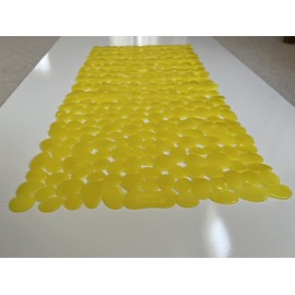 TIKE SMART “Pebbles” Non-Slip Bathtub/Shower Mat 27.5”x14” Rectangular, Non-Toxic, Safe, Clean, Machine-Washable, Superior Grip & Drainage, Vinyl, for Smooth Floors ONLY, Transparent Light Yellow