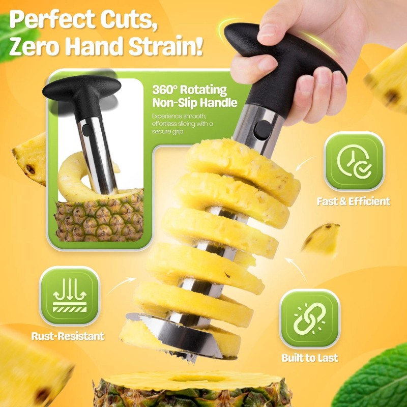 CE Compass Pineapple Corer Slicer Peeler, Stainless Steel Eye Remover