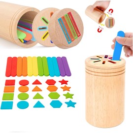 TUNJEJINY Montessori Toys for 1 2 3+ Year Old, 2 in 1 Color & Shape Sorting Toys for Toddlers, Learning Fine Motor Skills Sensory Toys for Boys Girls Gifts