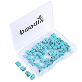 Beadia Natural Blue Turquoise Stone Tila Beads 5x5mm Square 2-Hole Spacer Beads for DIY Bracelet Earring Making 15"/Strand