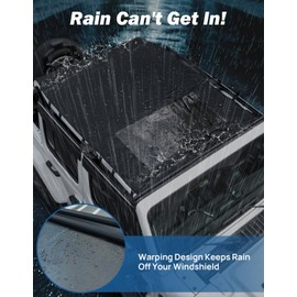 JOYTUTUS Waterproof Sun Shade Top Cover Compatible with Wrangler JLU 4-Door 2018-2025, UV Protection Waterproof Roof Top, Windproof Cab Cover & Noise Reduction Accessory