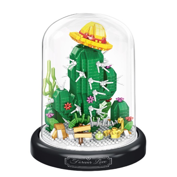 Plant Building Blocks Set - Cactus Shaped, Botanical Building Toys,