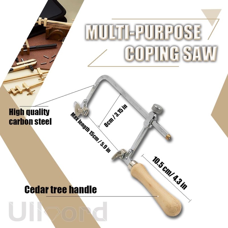 Coping Saw Coping Frame and 5 Replacement Blades Set (Woodworking,