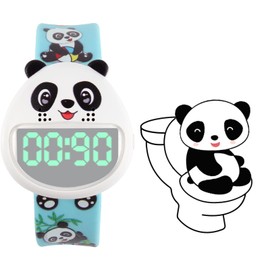 UpPro Panda Potty Training Timer for Kids – Cute Panda Design with Music, Vibrating Alerts, LED Flash, and Water-Resistant Timer for Toilet Training – Adjustable Reminders (30/60/90 Minutes) – Blue