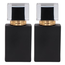 2 Pieces Perfume Bottle, 50ml Empty Glass Perfume Bottle, Refillable Empty Clear Glass Spray Bottles for Travel, Black