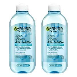 2 Agua Micelar Garnier Skin Active Ácido Salicílico 400 Ml