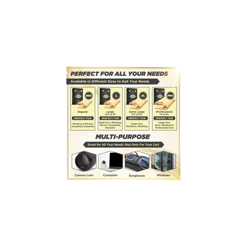 CarMax Premium Quality Natural Chamois, Car Leather Large - Perfect