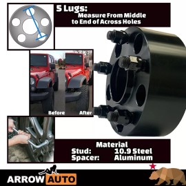 Arrow 4x 2.5" 5x5"(127mm) Hub Centric Adapter Spacer Fit 07-18Wrangler/