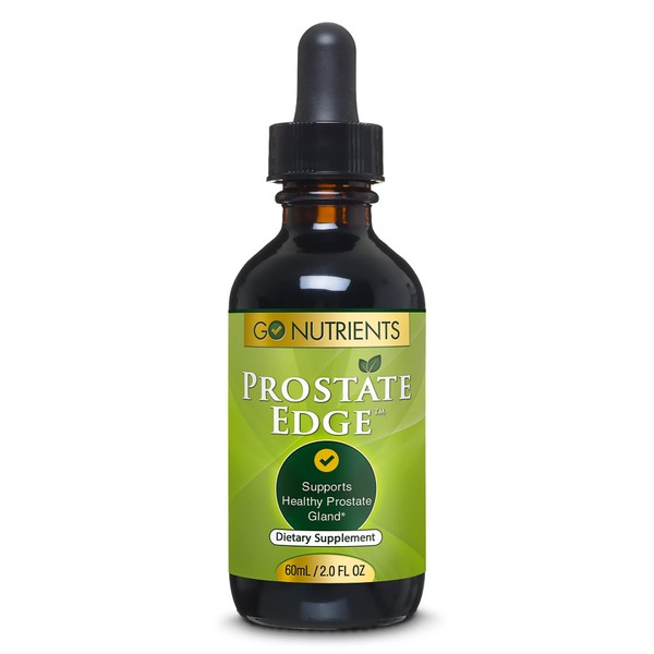 Go Nutrients Prostate Edge - Prostate Supplement for Men with Pygeum and Saw Palmetto Extract Plus Stinging Nettle Hydrangea Root, Turmeric Root, Kelp, Olive Leaf -2 oz Liquid Drops Made in USA