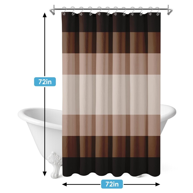 Nesphy Shower Curtain and Liner, Brown Striped 3 in 1