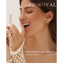 FIOROYAL Earrings Silver 925 Women's 14K Gold-Plated Earrings Gold Set Stackable for Multiple Ear Holes Hypoallergenic Small Stud Earrings Hoop Ear Cuff Set for Helix Tragus Piercing Ear, Silver