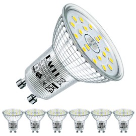 EACLL GU10 LED Cool White 6 W Replaces 100 W Halogen Bulbs, Pack of 6, 735 Lumen 6000 K Bulbs, AC 230 V Flicker-Free Spotlight, Beam Angle 120° Spotlight, Non-Dimmable Reflector Lamps