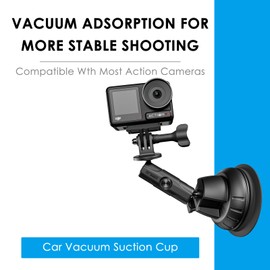 CAPART Action Camera Suction Mount with Phone Holder Clip, Compatible with GoPro Hero 13 12 11 10 9 8 7 6, DJI Action 5 4 3 Pocket 3 2, Insta360 X4 X3 X2, Vacuum Base 360° Rotation Robot Arm 1/4 Screw