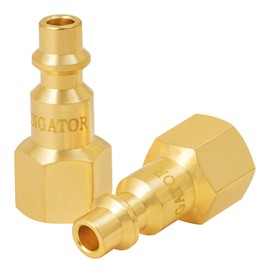 SUNGATOR 1/4 Inch Female Air Plugs, 2-Pack Brass NPT Industrial Air Hose Fittings with 1/4'' Flow Hole, Quick Connect Gas Line Fittings, M Style 1/4'' Female NPT Plugs Kit