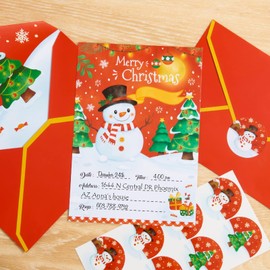 WERNNSAI Christmas Party Invitation Cards - 24 Pack Christmas Invitations with Envelopes Birthday Invites for Kids Girls Boys Baby Shower Christmas Snowman Theme Party Supplies Class School Activities