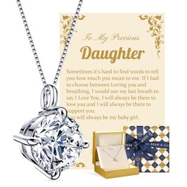 Beam & Bask Pendant Necklace for Adult Daughter, 1 Carat Moissanite Silver Fashion Jewelry for Daughter on Wedding Birthday Graduation From Mom Dad