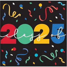 Grad Cap Toss 2025 Beverage Napkins, 48 Count