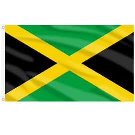 AhfuLife Jamaica Flags 5ft x 3ft, 1/2pcs Large Jamaican National Flags - Double Side with Brass Eyelets for Culture Day National Heroes' Day (1 Pcs)