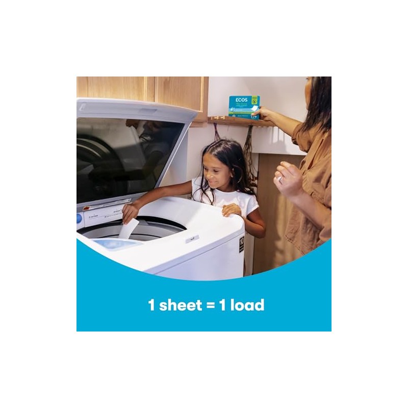 ECOS Laundry Detergent Sheets Vegan, No Plastic Jug, No Mess