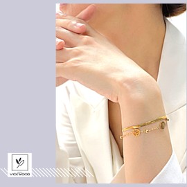 VICKWOOD Tree of Life Bracelet Women's Anklet Stainless Steel up to 30 cm 18K Gold Plating Waterproof Gold/Rose Gold/Silver Gift for Women, Stainless Steel