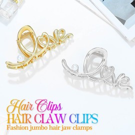 Reaky Haarklammern aus Metall, goldfarben, 2 Stück, große Haarklammer, Haarschmuck für Damen