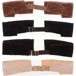 Angoily 4 diademas de terciopelo para pelucas: Bandas elásticas ajustables y antideslizantes para sujetar pelucas - Negro, Marrón, Marrón claro, Beige, Ideales para fiestas de peluquería