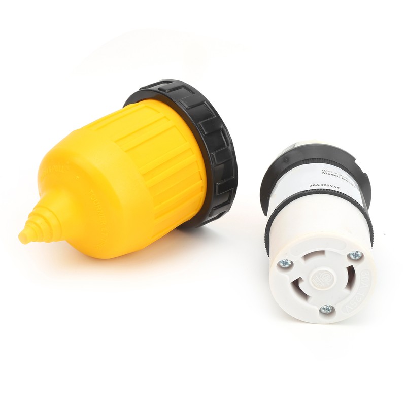 RV Cord Connector Locking Plug W/Cover Ring Power Socket 30Amp