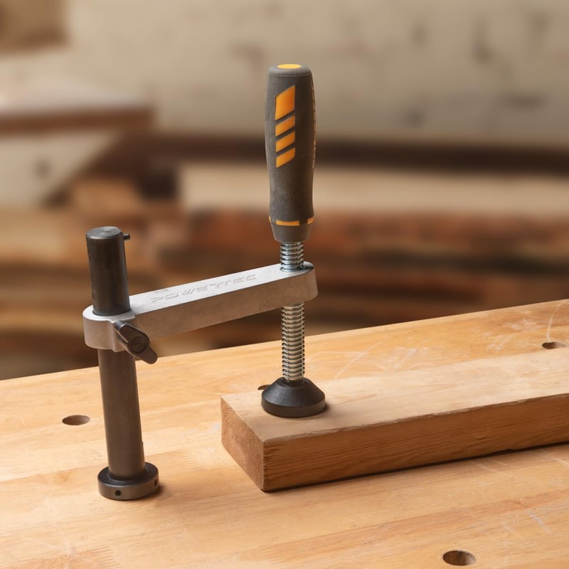 POWERTEC 71530-P2 Workbench Holdfast Clamp for Woodworking, Adjustable Hold Down
