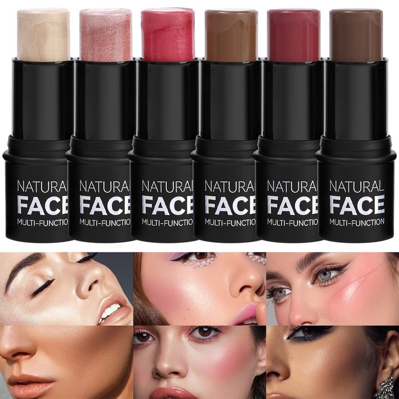 3PCS Contouring Stick in Highlighter, Bronzer and Blusher, a non-greasy
