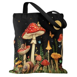 Miss Adola Tote Bag for Women Girls Aesthetic Canvas Tote Bag Inspired Gift Reusable Casual Bag for Work Shopping Travel, Moon Mushroom