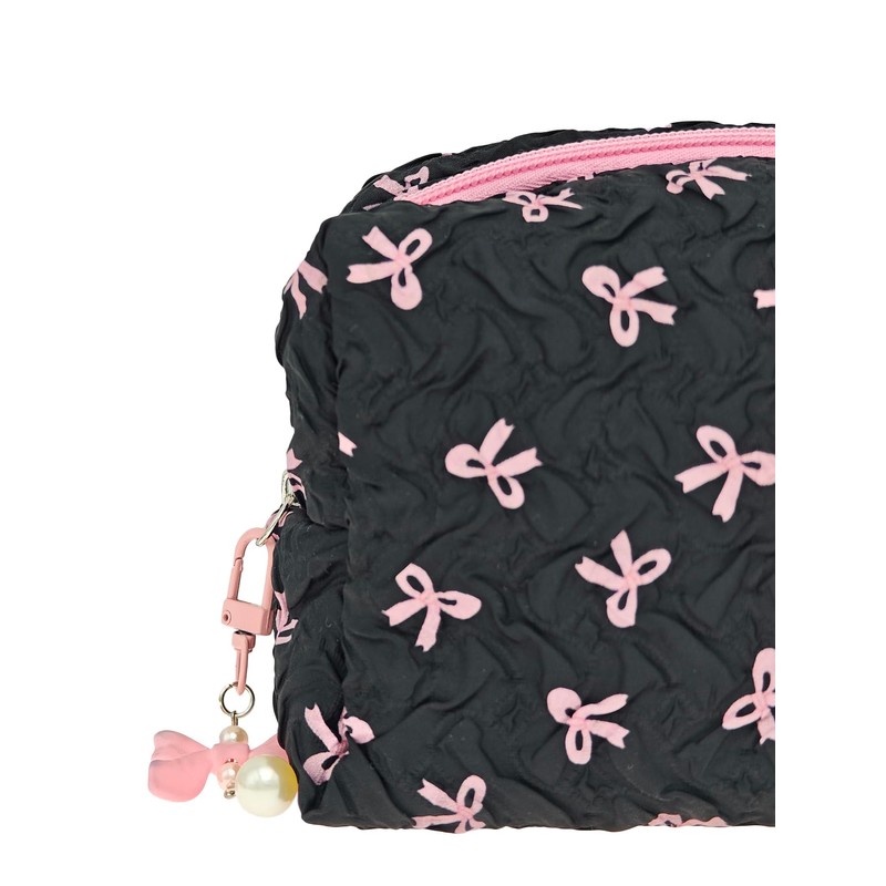 COOLOYA Women's Bow Knot Portable Cosmetic Bag Clutch Purse Makeup