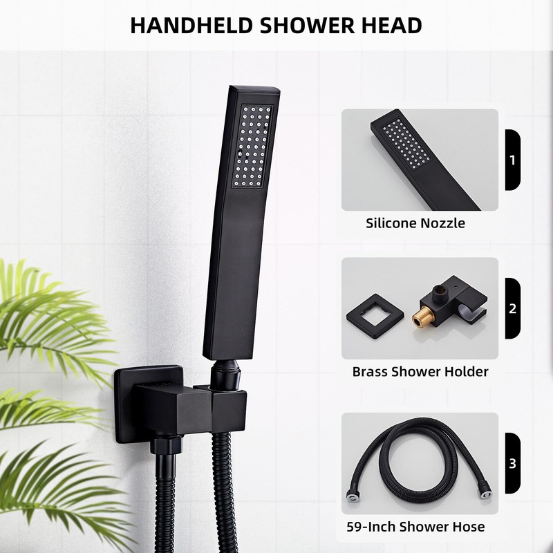 LCEVCGK Shower Faucet Set, Matte Black Rainfall Shower System Complete