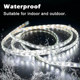 GUOTONG 50ft LED Light Strip kit,Waterproof, 6000K Daylight White,110V 2 Wire, Flexible, 900 Units SMD 2835 LEDs,UL Listed Power Supply - Indoor Deck Patio Christmas Camping Decor