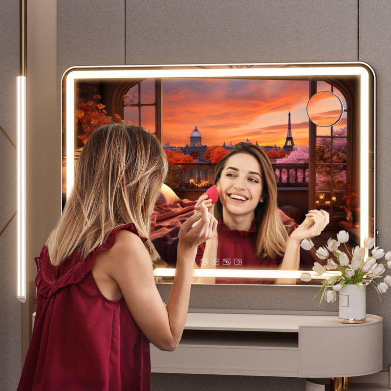 Hasipu Vanity Mirror with Lights and Bluetooth Speaker, 32" x
