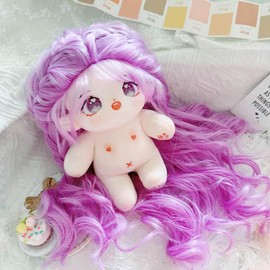 niannyyhouse 20cm Plush Doll Purple Wave Roll Hair Girl Humanoid Stuffed Body Wearable Clothing Dress Up Gifts (3-with Skeleton)
