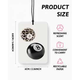 FISWAFY Trendy Leopard Print Car Air Freshener 4 Pcs, Funky Cheetah Print 8 Ball Ace Card Hanging Air Freshener for Cars Closet Drawer, Cheetah Girly Car Accessories Mirror Decor for Women