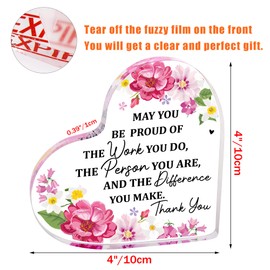 Moyel Thank You Gifts for Women Men Retirement Gifts For Women Farewell Gifts For Coworkers Teacher Gifts Heart Shape Acrylic Ornaments Plaque Friend Nurse Boss Teacher Appreciation Gift, 4”X4”X0.4”