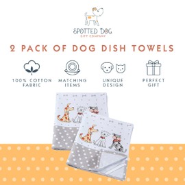 SPOTTED DOG GIFT COMPANY Kitchen Towels, Dish Towels for Drying Dishes, Tea Towels, Cute Dog Themed Decorative Kitchenware Accessories & Gifts for Dog Lovers, 100% Cotton Set of 2, 20"x28"