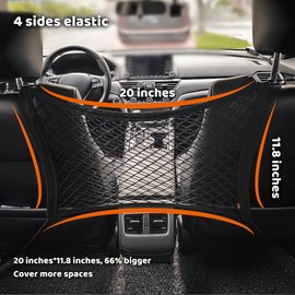 FuneeTop Car Barrier for Dogs Pets, 20 inches* 11.8 inches Stretchable Nylon Net Barrier, Keep Pet Dogs in The Back Seats