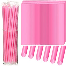 Gerrii 500 Pcs Pink Individually Wrapped Straws 10" Extra Long 6 mm Plastic Drinking Straws Disposable for Party Restaurant Home Milkshakes Coffee Juice Beverage Smoothie
