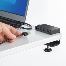 Sanwa Supply USB 3.2 Gen1 Type-C Hub Clamp Fixing Type USB 3TCH31BK Black