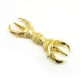 木彫 Category: Buddhist Ritual Implements Three 鈷杵 15 cm 桧木 Gold Foil