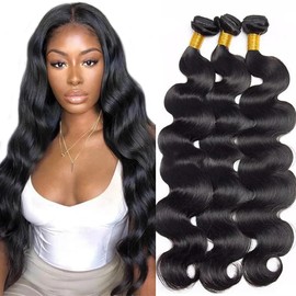 Body Wave Human Hair Bundles Natural Color Unprocessed Brazilian Remy Hair Extensions 10 10 10 Inch Body Wave Bundles Human Hair Soft And Healthy 3Pcs/Set Deals
