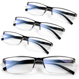 4 pack Executive Style Reading Glasses Men - Durable Readers with Blue Light Filtering - Comfortable Fit with TR90 Frames
