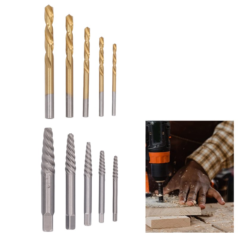 10PCS Screw Extractor Set Heavy Duty Bolt Extractor Set Left