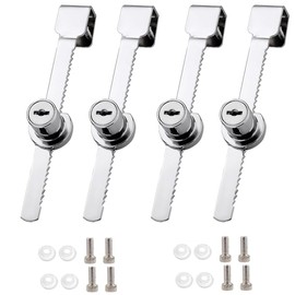 4Pcs Sliding Glass Door Ratchet Lock, Keyed Alike Showcase Display Lock, Chrome Glass Display Case Lock, Reptile Cage Lock and Key