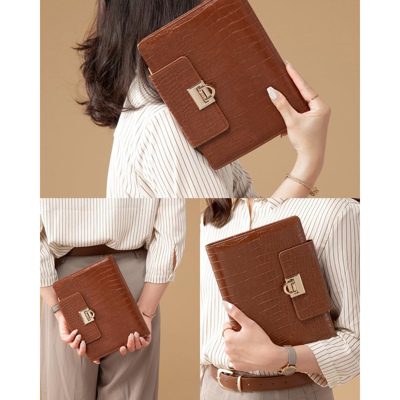 EGOSUNNY® Crocodile-Embossed A5 Refillable Leather Planner – 5.8" x 8.3"